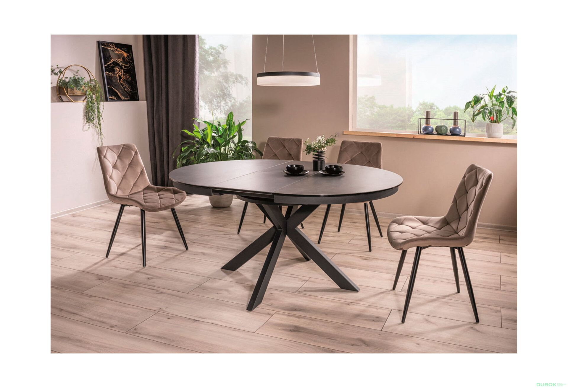 Obrázek 9 - Židle Ralph Velvet tmavě béžový Bluvel 40, kov černá matná