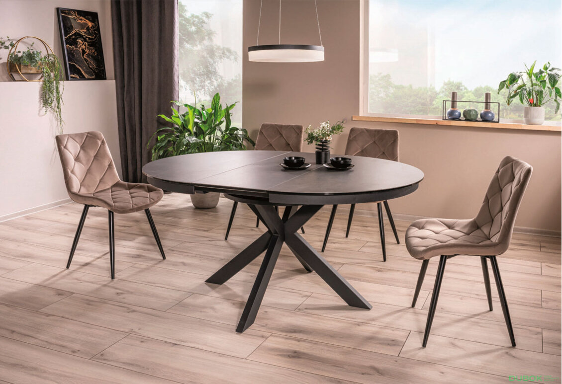Obrázek 9 - Židle Ralph Velvet tmavě béžový Bluvel 40, kov černá matná