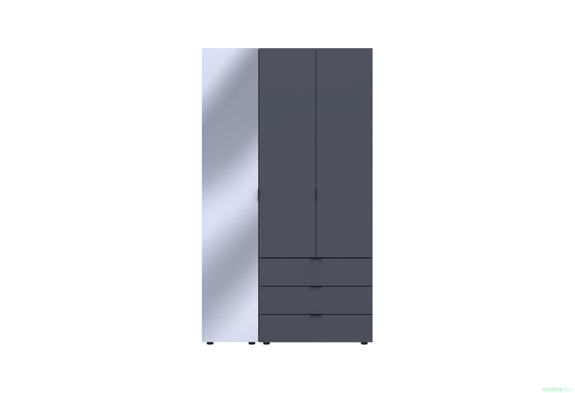 Obrázek 4 - Skříň třídveřová se zrcadlem Gelar 116.5 cm Grafit