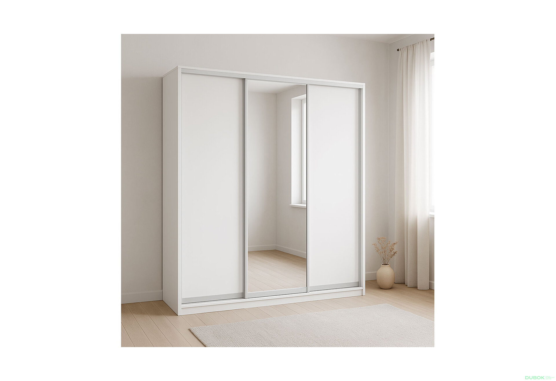 Obrázek 2 - Skříň 3D 2220x2400x600, 2 DTD + 1 zrcadlo, bílá