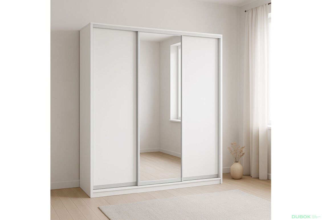 Obrázek 2 - Skříň 3D 2220x2400x600, 2 DTD + 1 zrcadlo, bílá