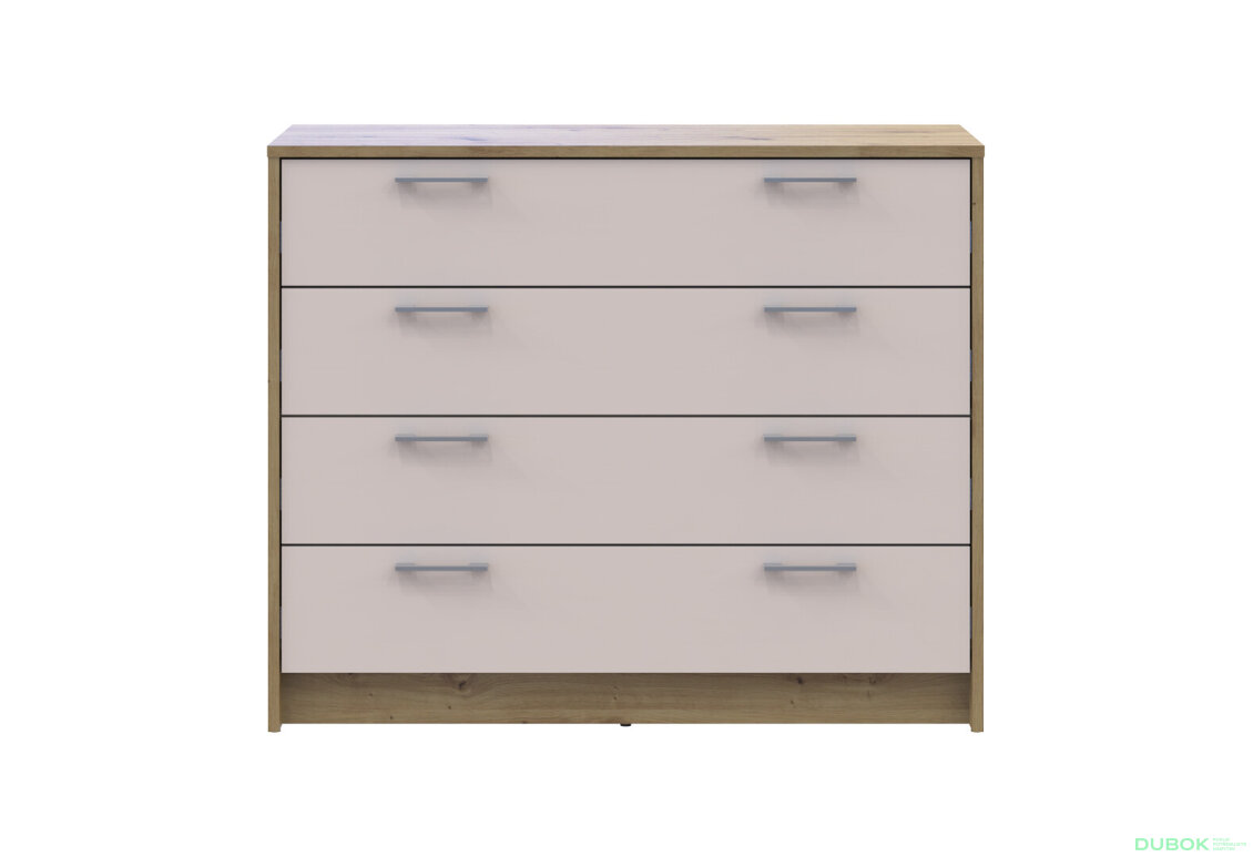 Obrázek 2 - Komoda Rondi 4 zásuvky 100x40x82 dub artisan / kašmír