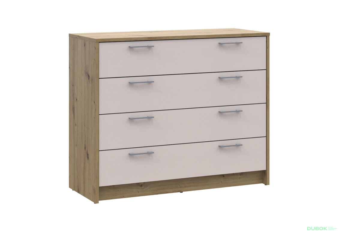 Obrázek 3 - Komoda Rondi 4 zásuvky 100x40x82 dub artisan / kašmír