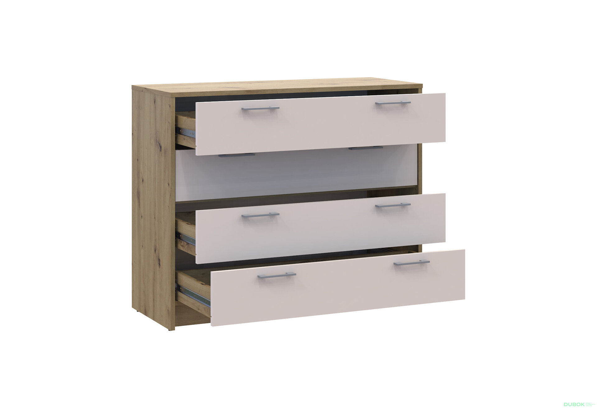 Obrázek 5 - Komoda Rondi 4 zásuvky 100x40x82 dub artisan / kašmír