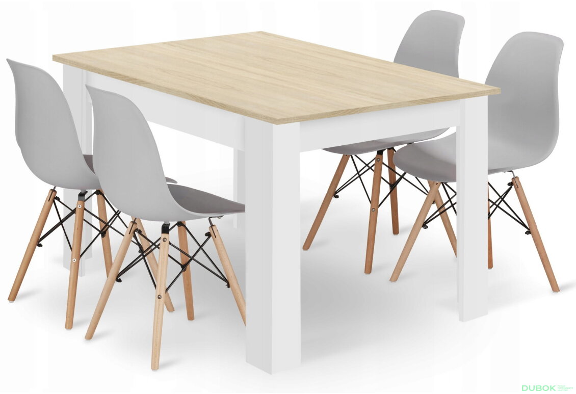 Sada obdélníkový stůl 120x80 dub sonoma + 4 židle OSAKA šedé