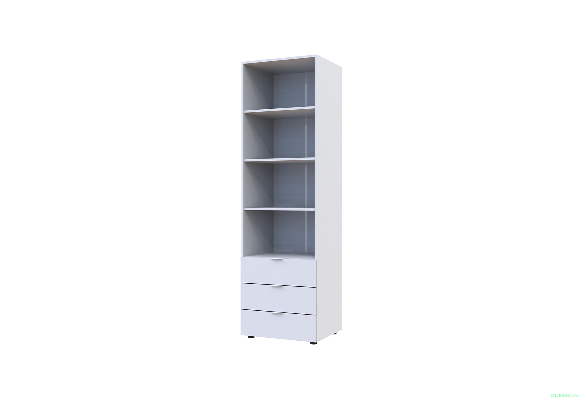 Obrázek 14437 - Skříň 4D s regálem se zásuvkami Gelar 215 cm bílý