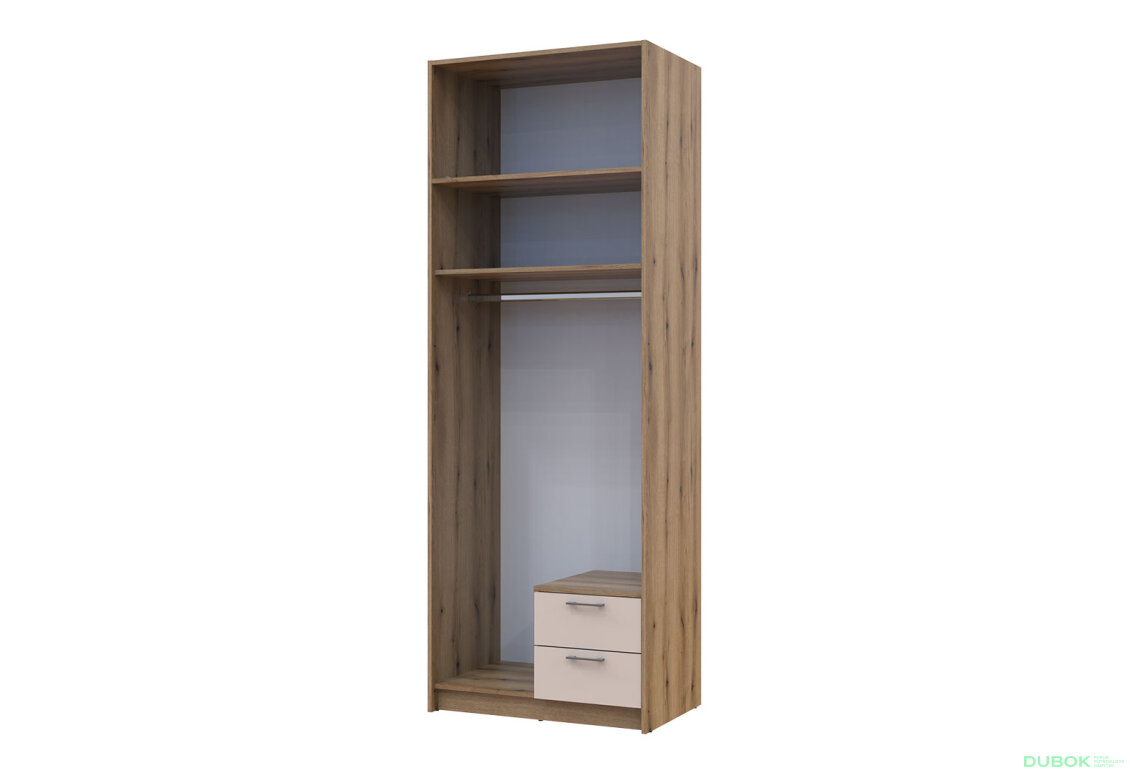 Obrázek 7 - Skříň Rondi 2 dřevotříska s nástavbou dub artisan / kašmír 82x52x236