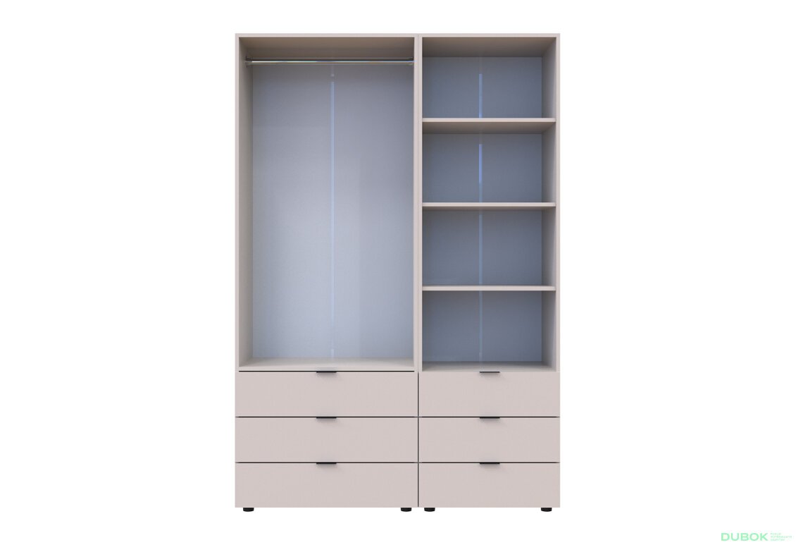 Obrázek 5 - Skříň 2D s regálem se zásuvkami Gelar 137.5 cm kašemír