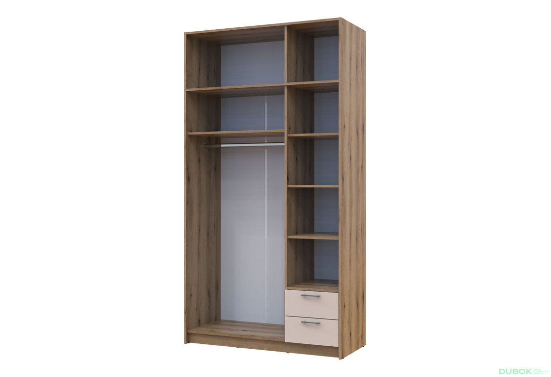 Obrázek 6 - Skříň Rondi 3 dřevotříska s horním prostorem artisan dub / cashmere 121x52x236