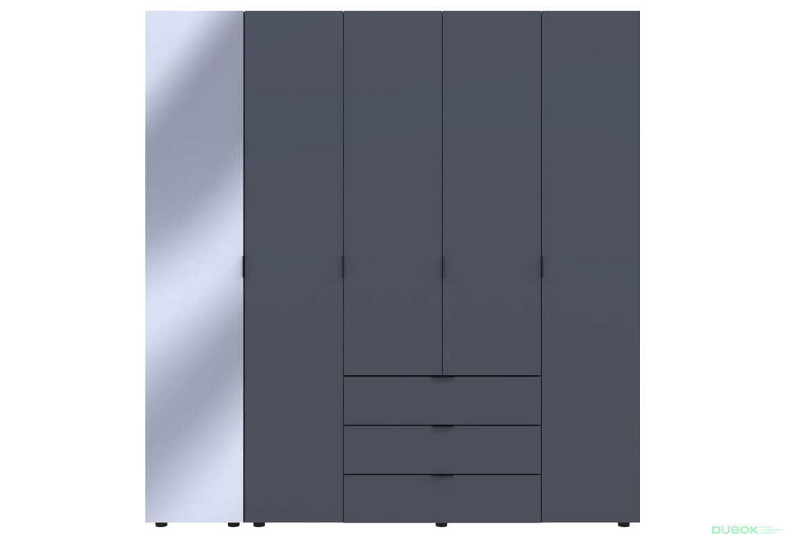 Obrázek 2 - Skříň pětidveřová se zrcadlem Gelar 193.2 cm Grafit