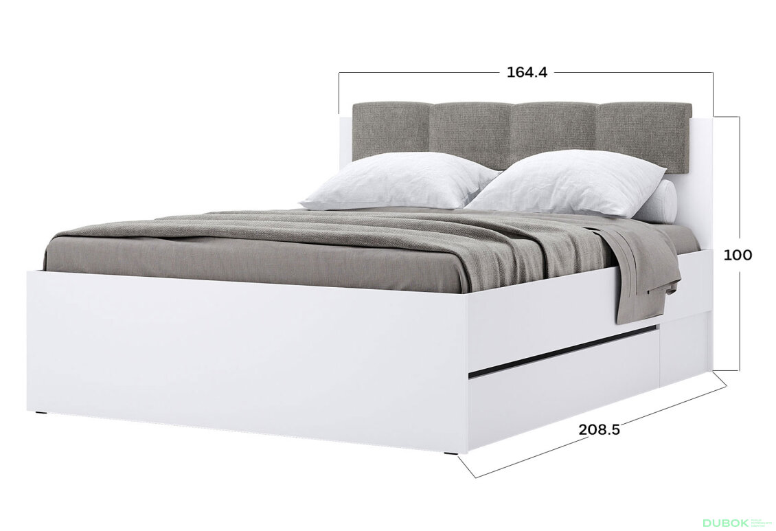 Obrázek 7 - Postel 1.6x2.0 s šuplíky bez rámu + Možnost Měkká Část Super Mat Bílá Tibo