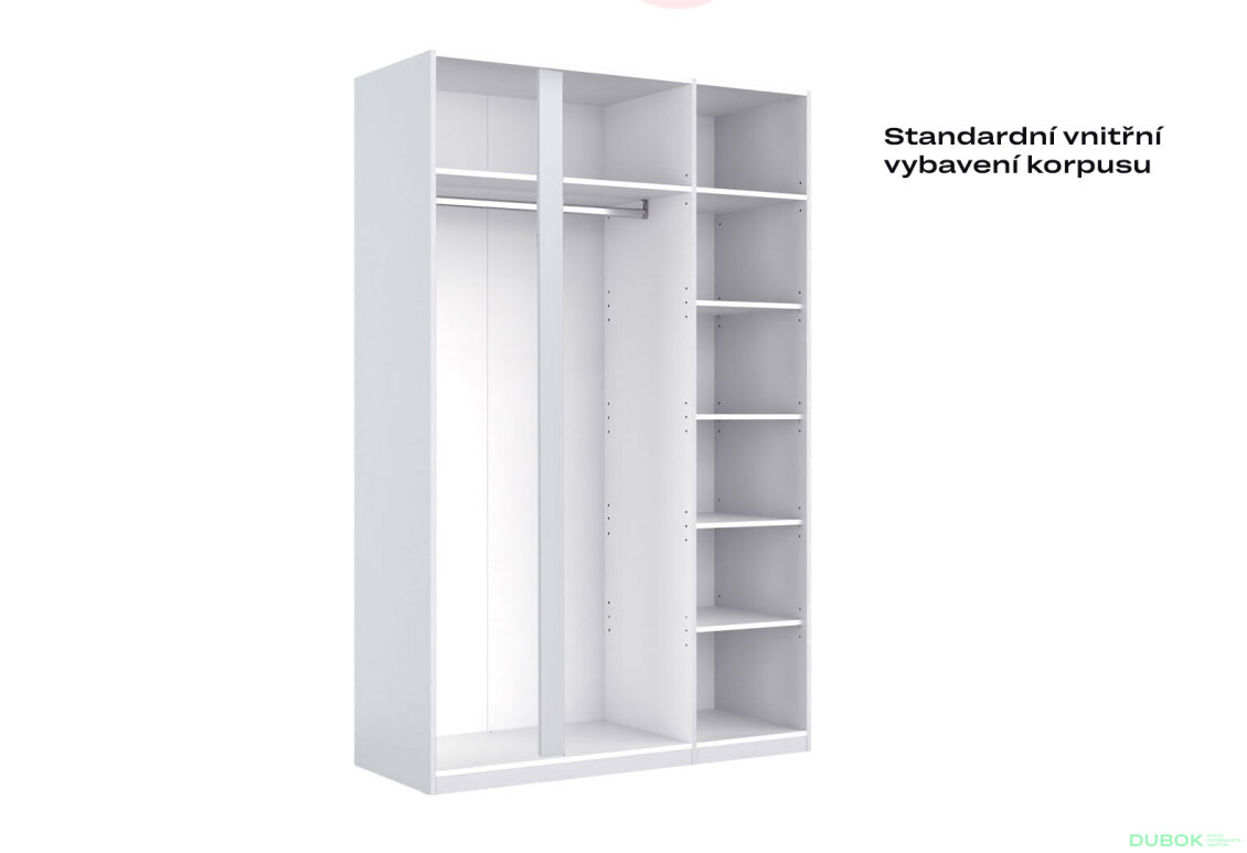 Obrázek 6 - Skříň 3dveřová Bez zrcadel Super Mat Bílá Tibo
