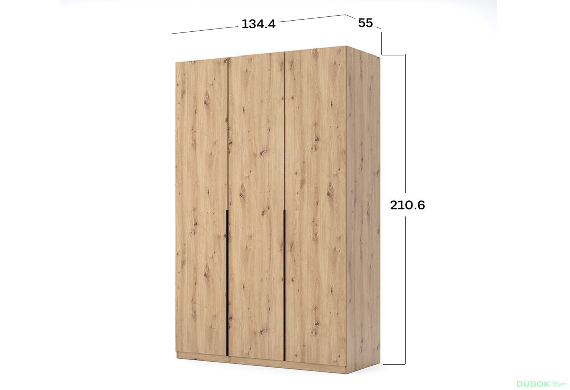 Obrázek 32 - Skříň 3dveřová bez zrcadel, série N, dub artisan Teddy