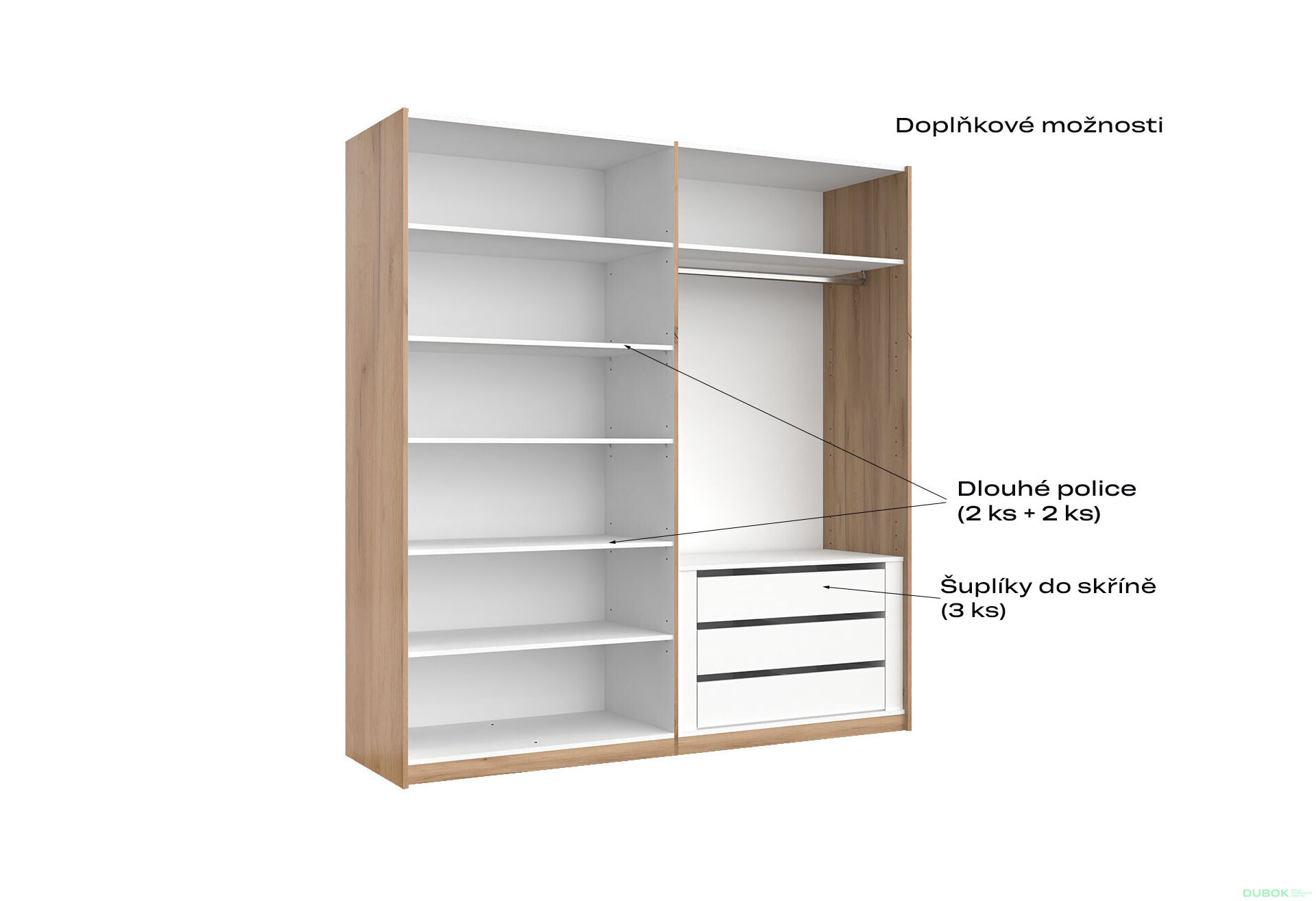 Obrázek 6 - Skříň s posuvnými dveřmi 2.0x2.1 Mat Láva/Dub Kraft, série N Ramona