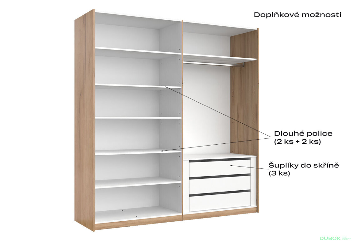 Obrázek 6 - Skříň s posuvnými dveřmi 2.0x2.1 Mat Láva/Dub Kraft, série N Ramona