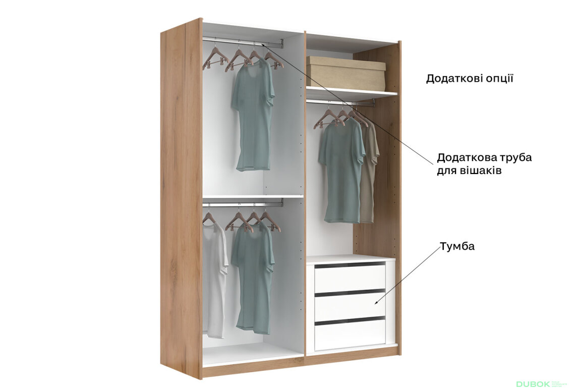 Obrázek 5 - Skříň s posuvnými dveřmi 1.5x2.1 Mat Láva/Dub Kraft, série N Ramona