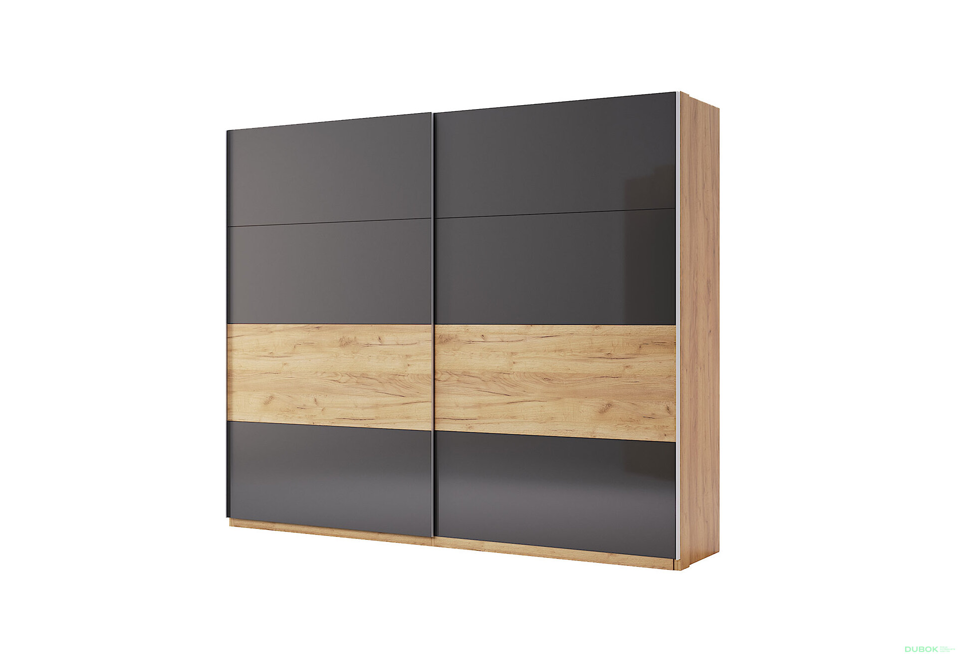 Obrázek 1 - Skříň s posuvnými dveřmi 2.5x2.1 Mat Láva/Dub Kraft, série N Ramona