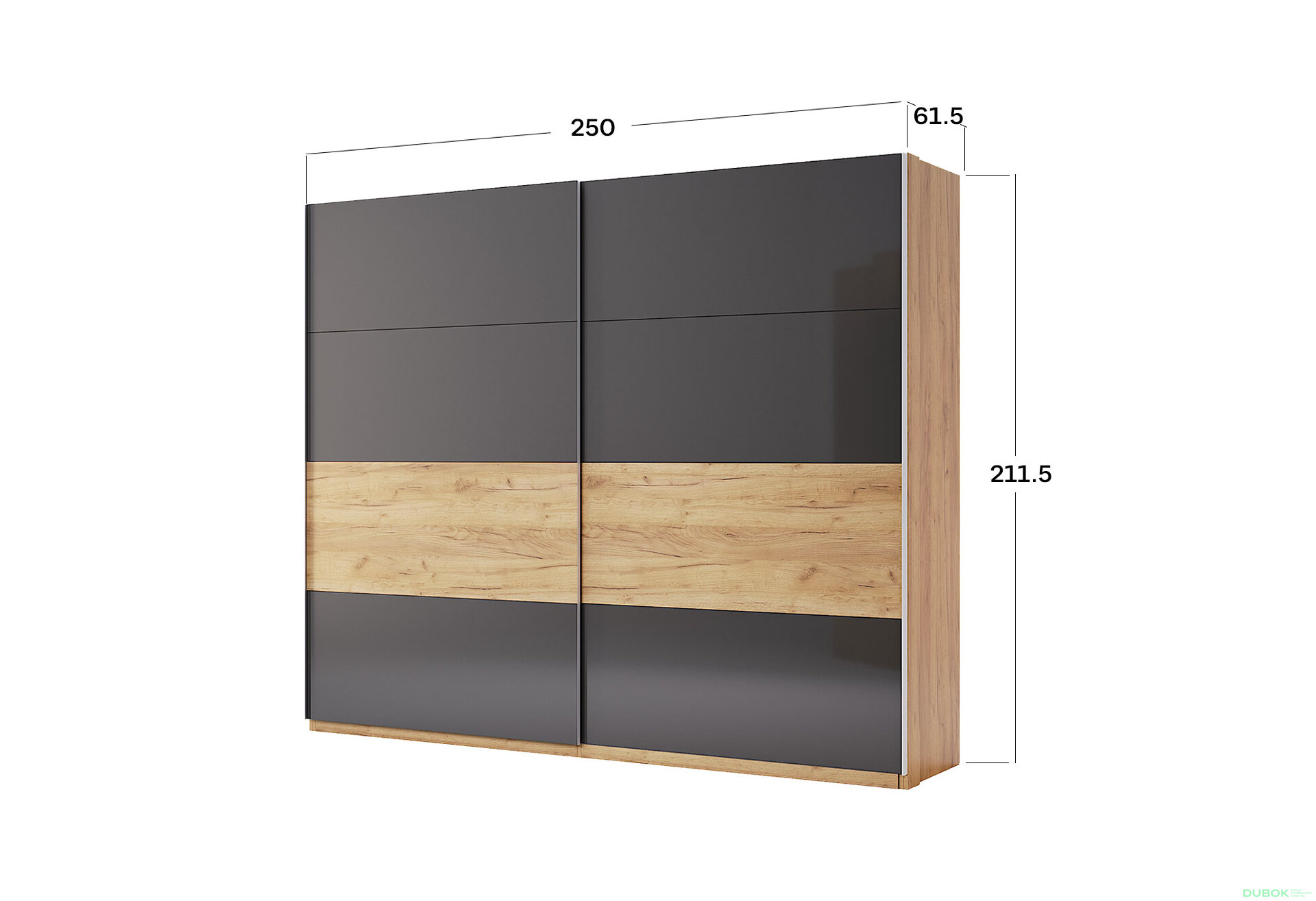 Obrázek 5 - Skříň s posuvnými dveřmi 2.5x2.1 Mat Láva/Dub Kraft, série N Ramona