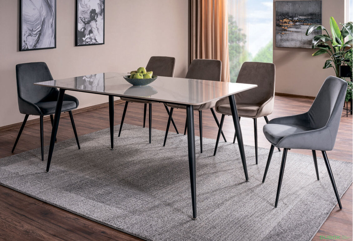 Obrázek 8 - Stůl Rion 160x90 mramorový efekt, bílý / černý mat