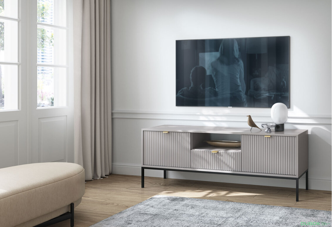 Obrázek 4 - TV stolek RTV154 šedá Nova Černé nohy / zlatý úchytky