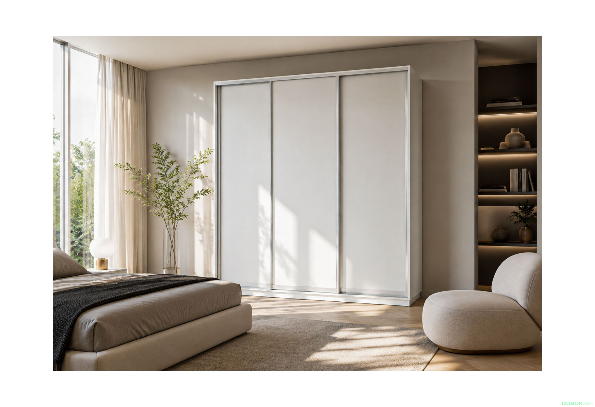 Obrázek 2 - Skříň s posuvnými dveřmi 2700x2200x600 3LTD nymphaea alba, profil stříbrný