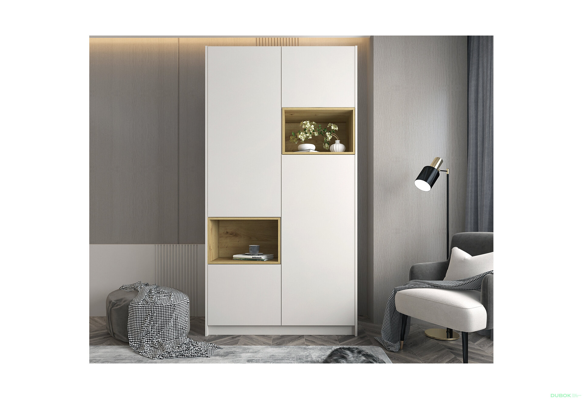 Obrázek 2 - Skříň Dale 2D s výklenkem 115.2х52х220 cm kašmír / dub artisan