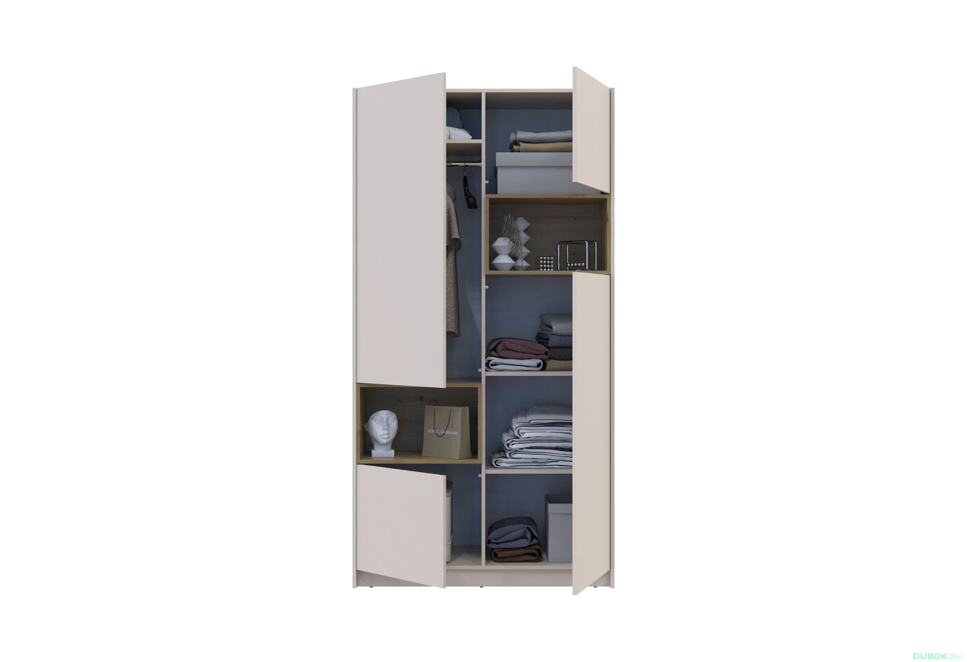 Obrázek 8 - Skříň Dale 2D s výklenkem 115.2х52х220 cm kašmír / dub artisan