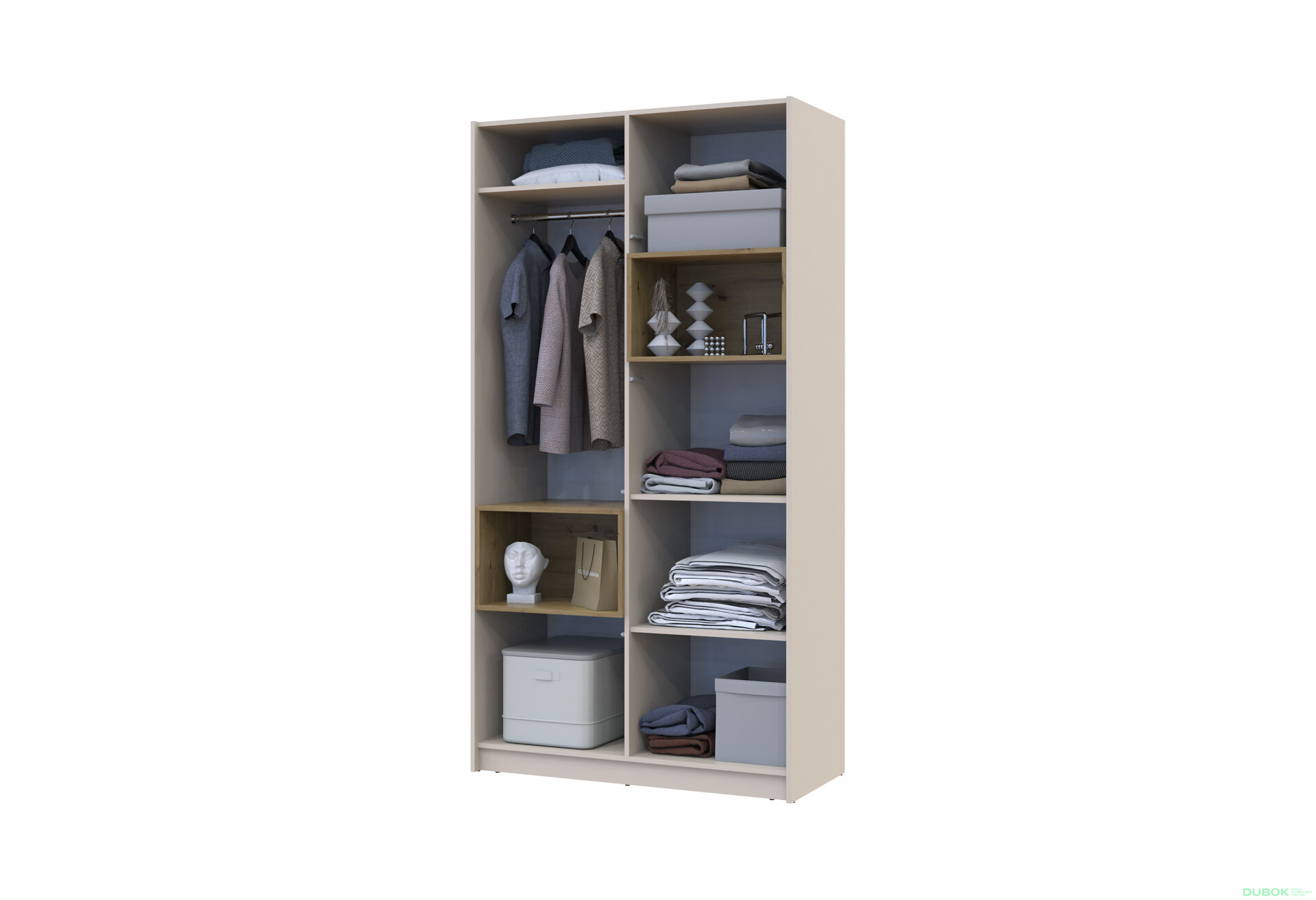 Obrázek 10 - Skříň Dale 2D s výklenkem 115.2х52х220 cm kašmír / dub artisan