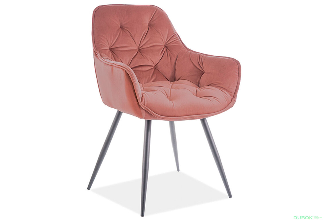 Obrázek 2 - Židle Cherry Matt Velvet starorůžová Bluvel 63, matná černá kov