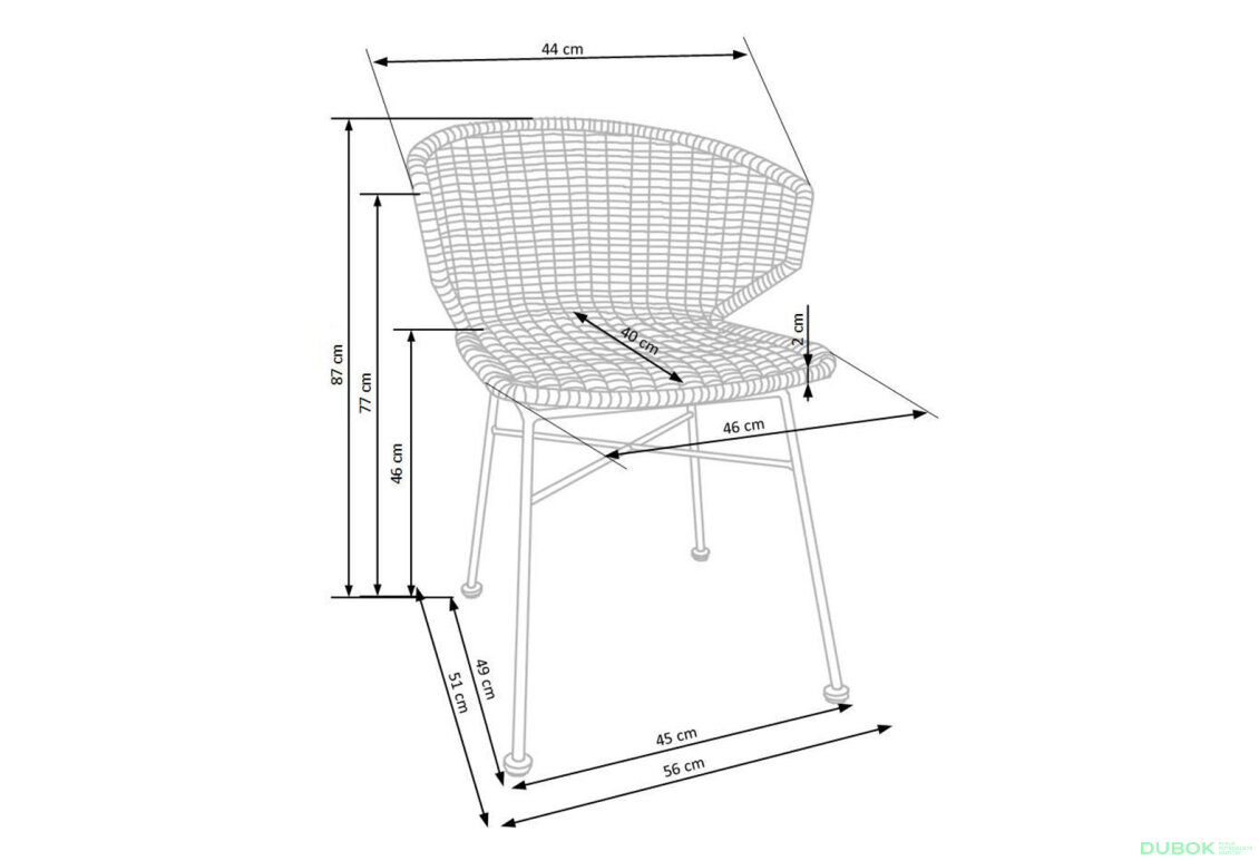 Obrázek 13 - Židle K407 černý kov / přírodní ratan