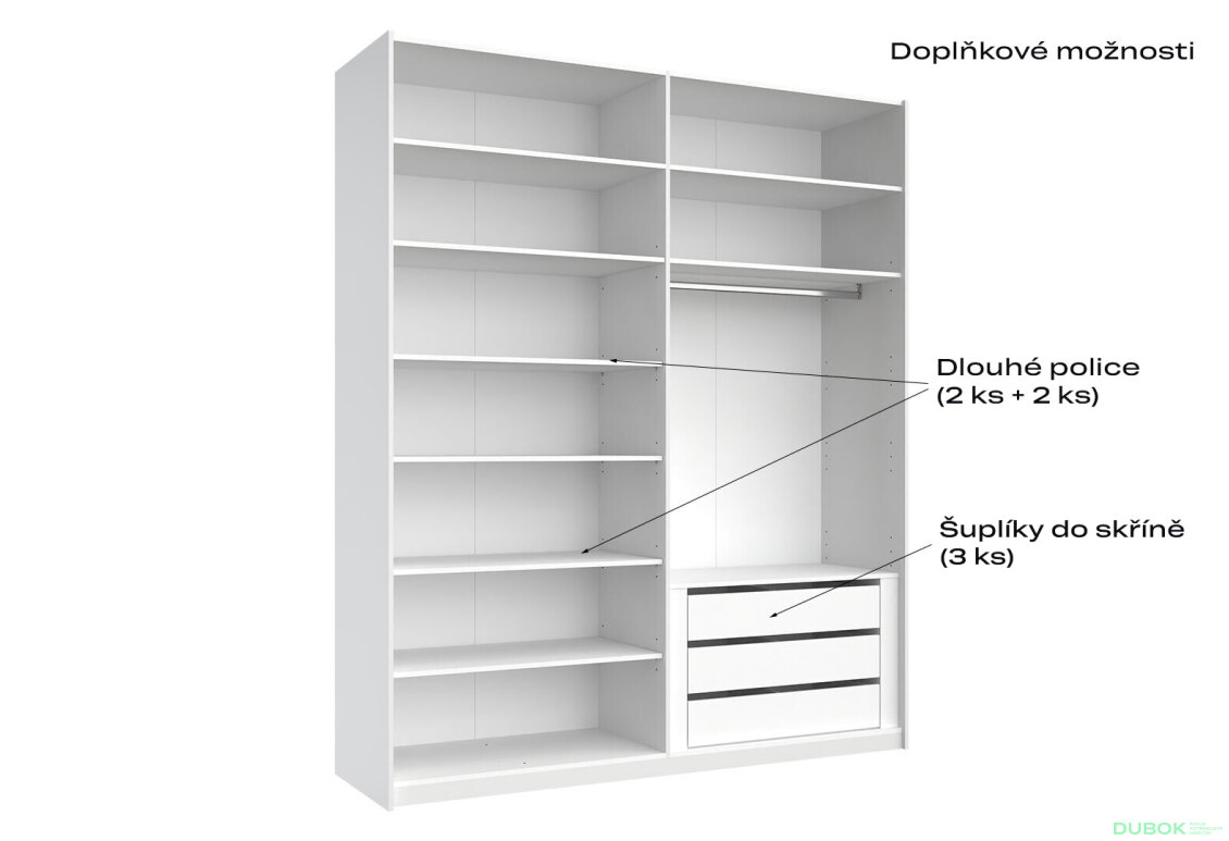 Obrázek 7 - Skříň s posuvnými dveřmi Lili 2,0x2,4m (Dveře Lesklý Kašmír), série N Lily