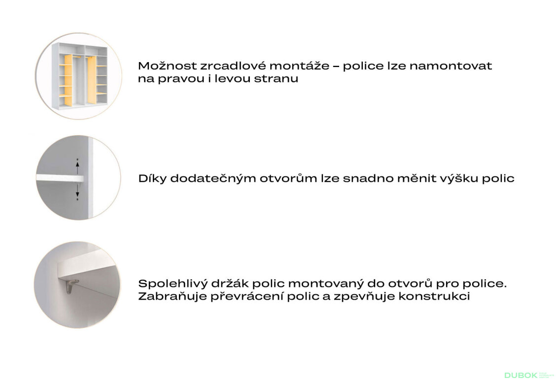 Obrázek 14 - Skříň 3dv se zrcadlem, série N bílá Family
