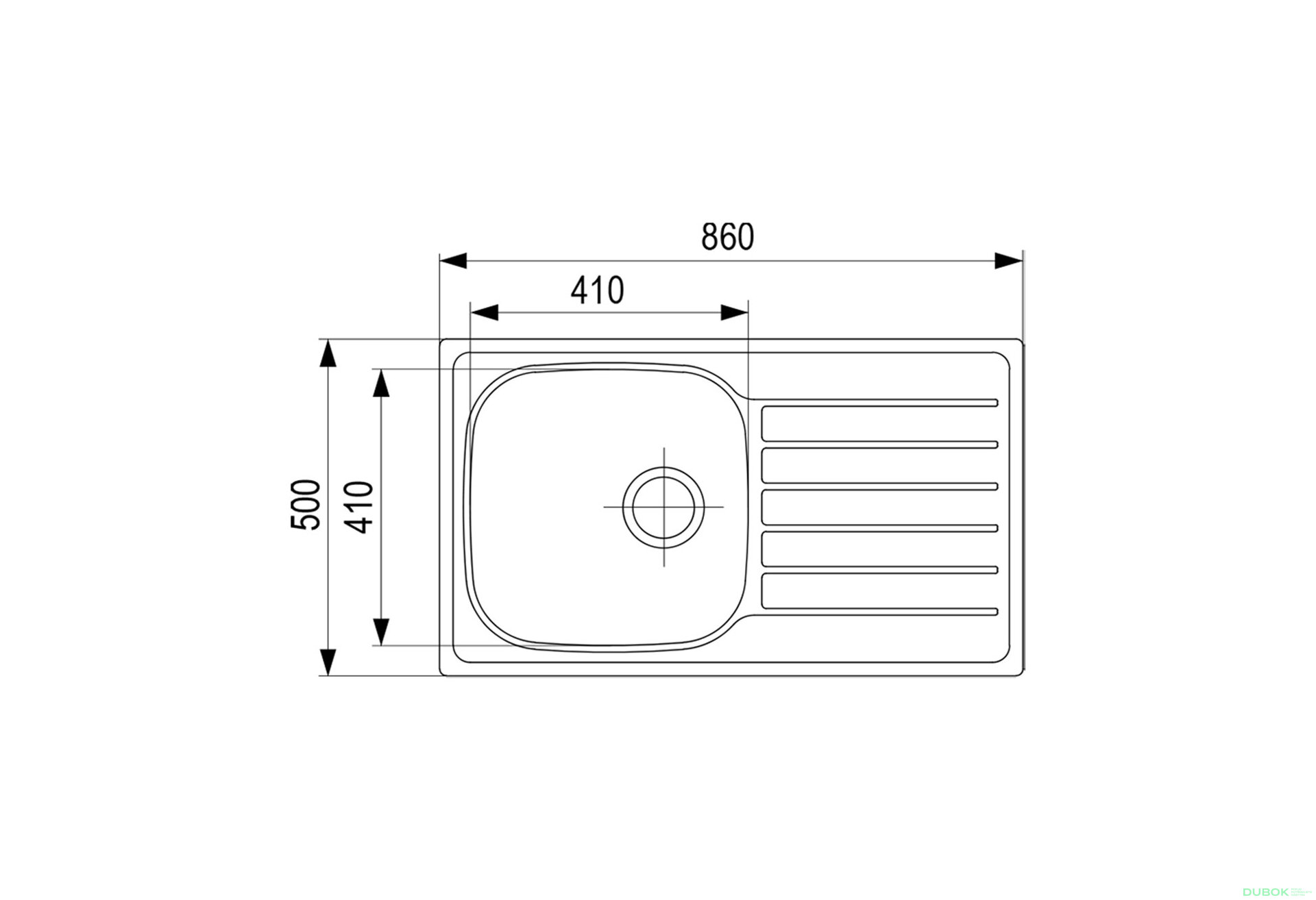 Obrázek 2 - StrongSinks S1 Dřez Mohan nerez satén 860x500, s odkapem, horní montáž