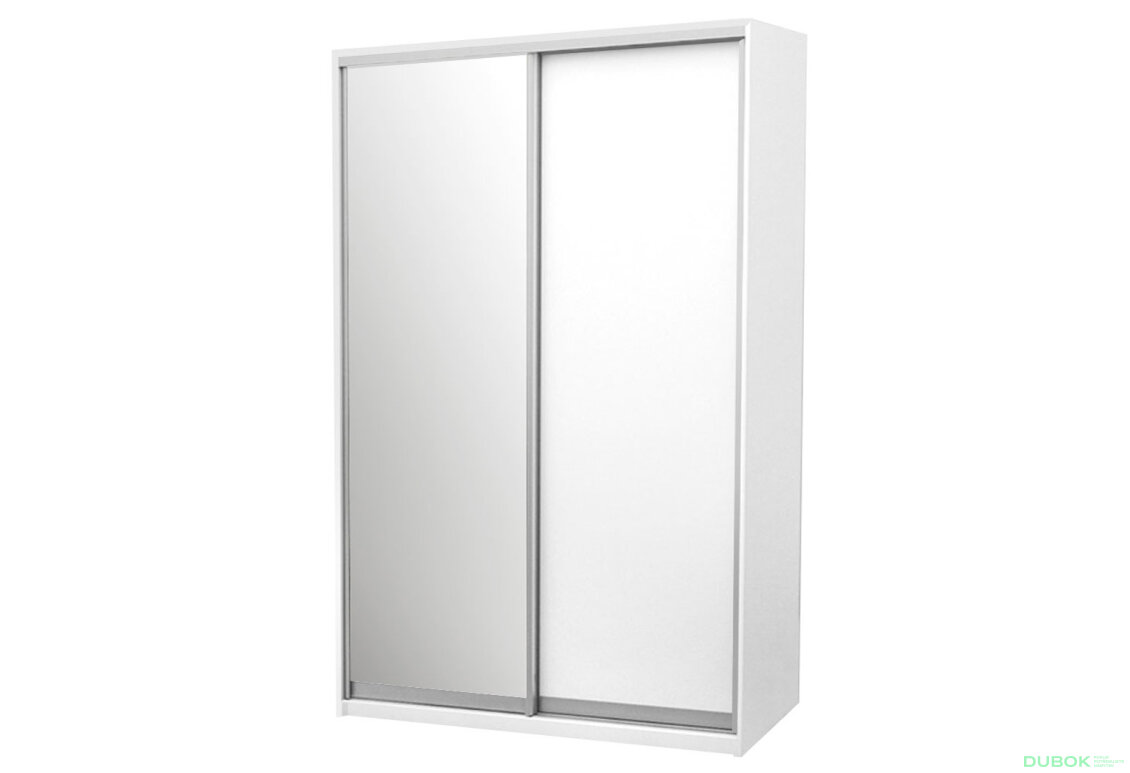 Skříň 2D 1500x2400x600, DTD + zrcadlo, bílá