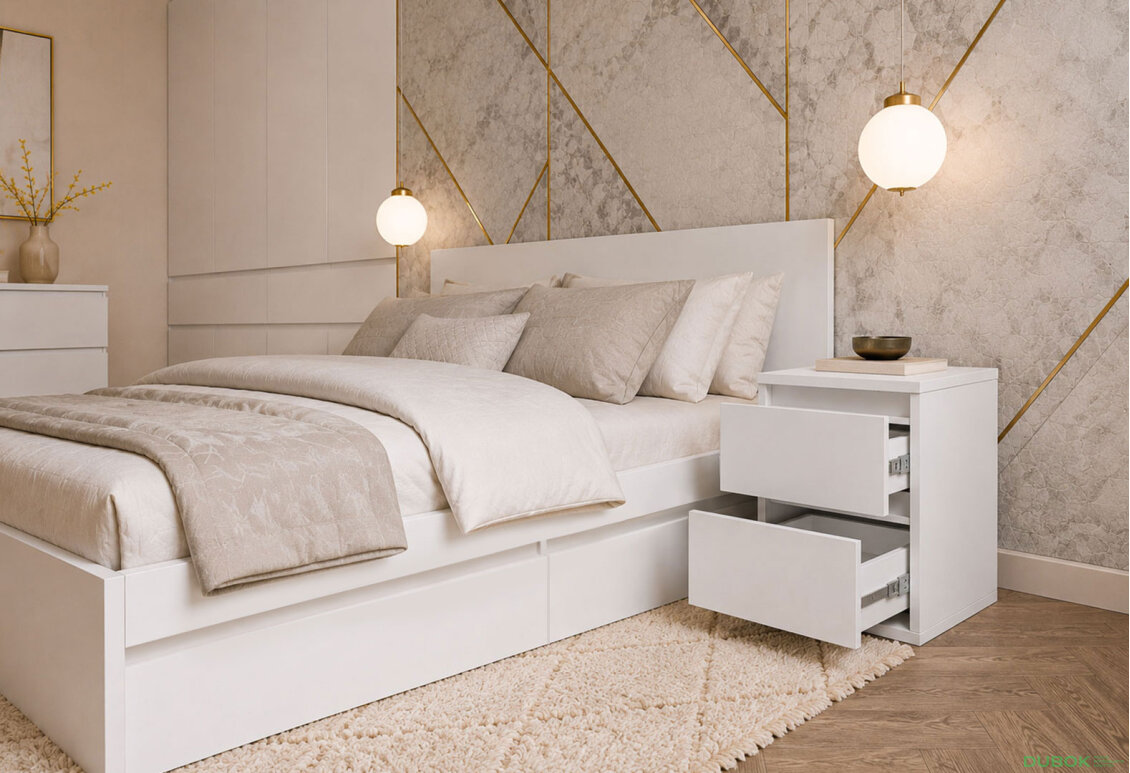 Obrázek 3 - Sestava do ložnice se šatní skříní 4D a postelí 160x200 cm se zásuvkami, nymfhea alba Idea