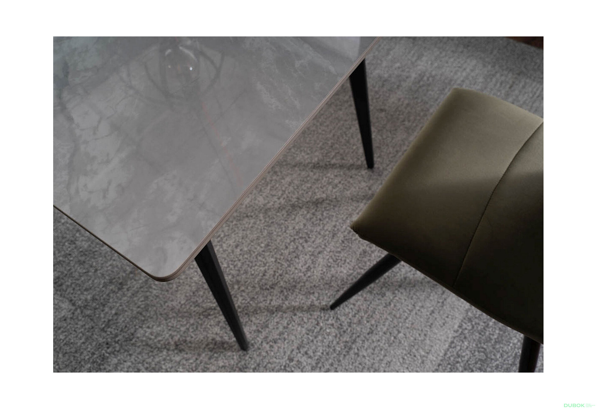 Obrázek 6 - Stůl Ivy 140x80 mramorový efekt, šedý / černý mat