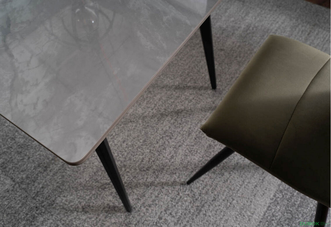 Obrázek 6 - Stůl Ivy 140x80 mramorový efekt, šedý / černý mat