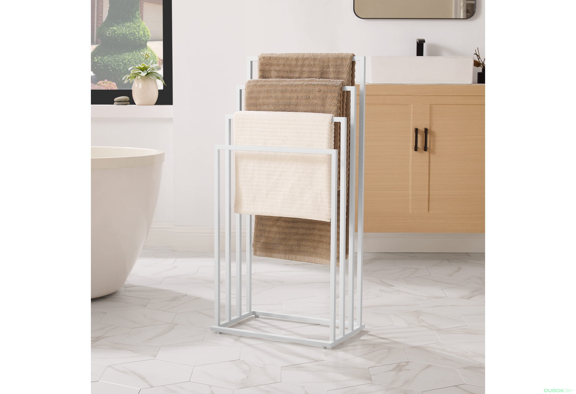 Obrázek 6 - Stojan na ručníky 4 příčky - bílý