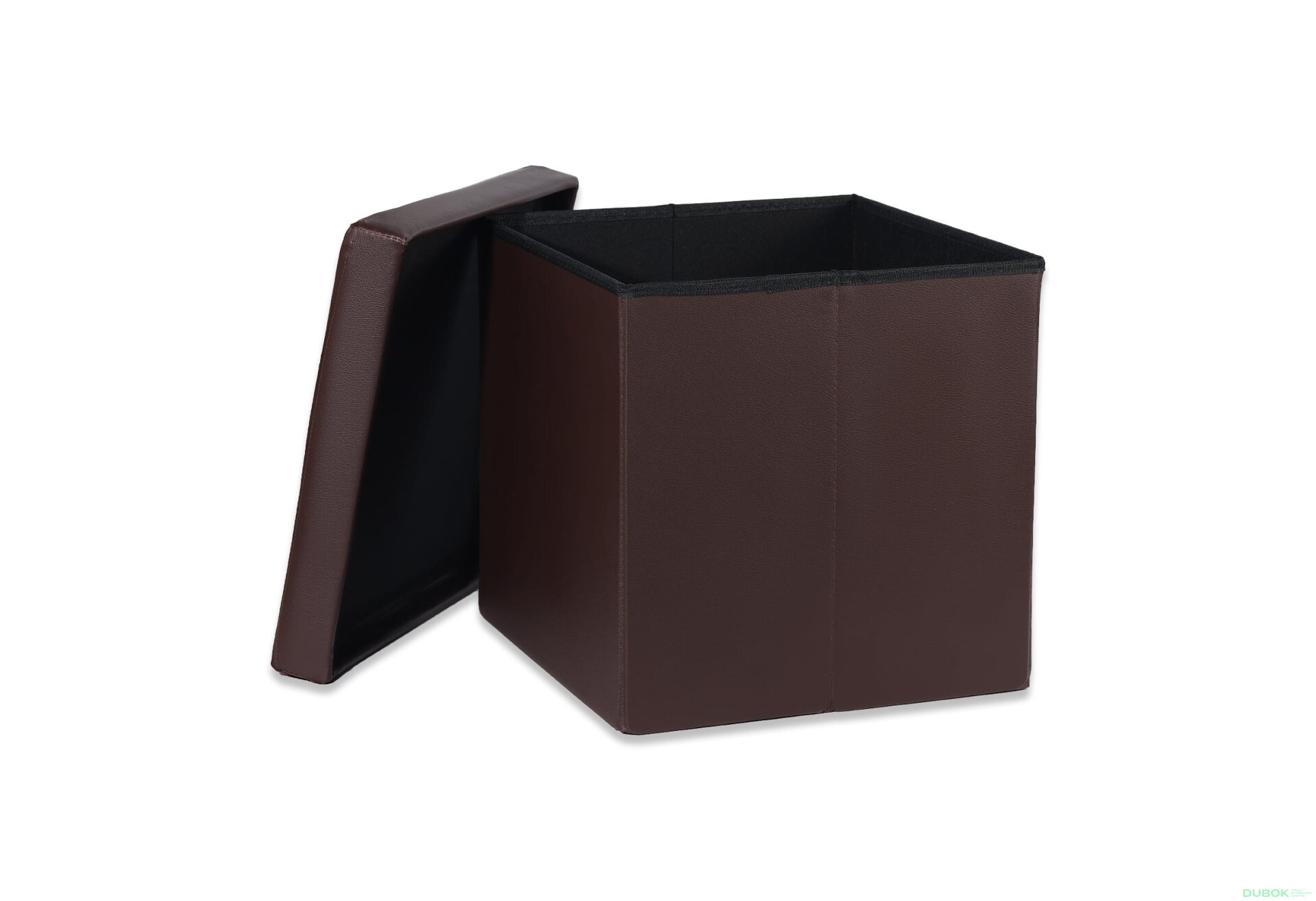 Obrázek 2 - Skládací puf L s knoflíky - 38x38x38 cm ekokůže hnědá