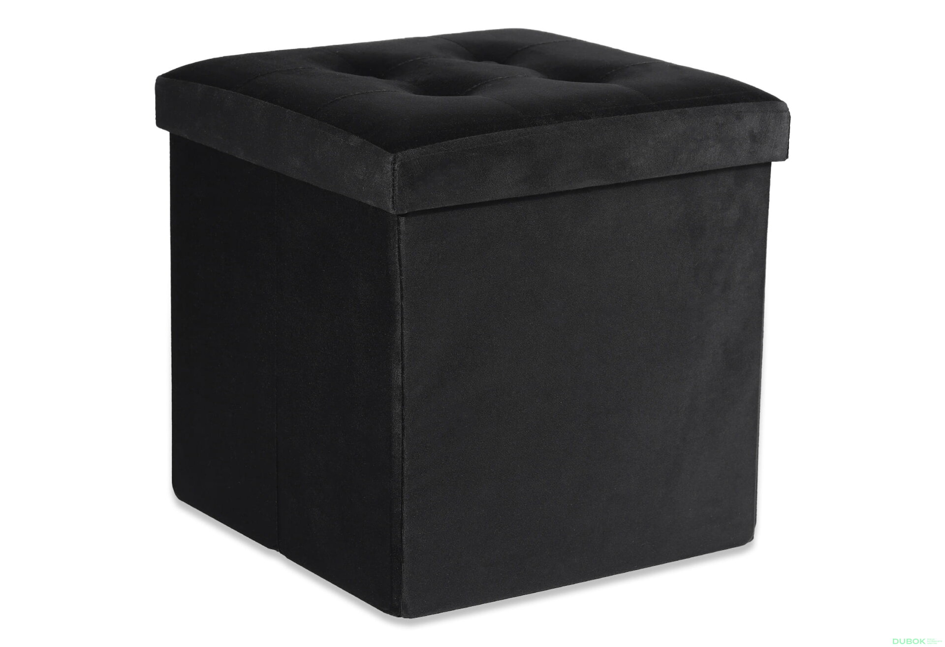 Obrázek 1 - Skládací puf L s knoflíky - 38x38x38 cm samet černý