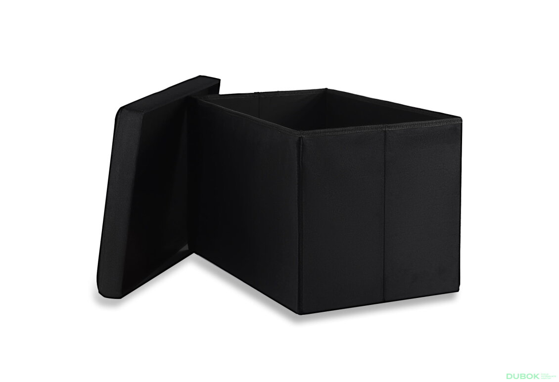 Obrázek 2 - Skládací pufa XL s knoflíky - 60x38x38 cm černý samet