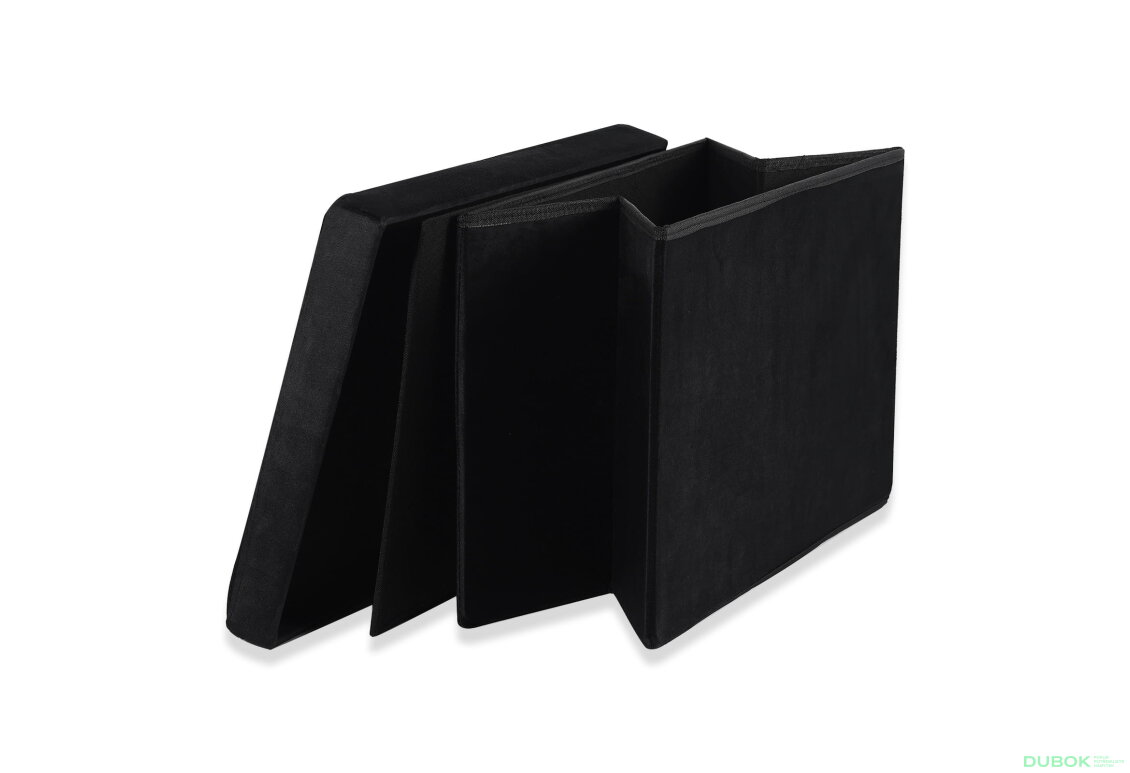 Obrázek 4 - Skládací pufa XL s knoflíky - 60x38x38 cm černý samet