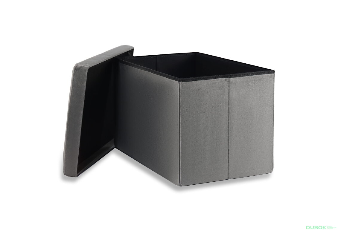 Obrázek 2 - Skládací puf XL s knoflíky - 60x38x38 cm šedý samet