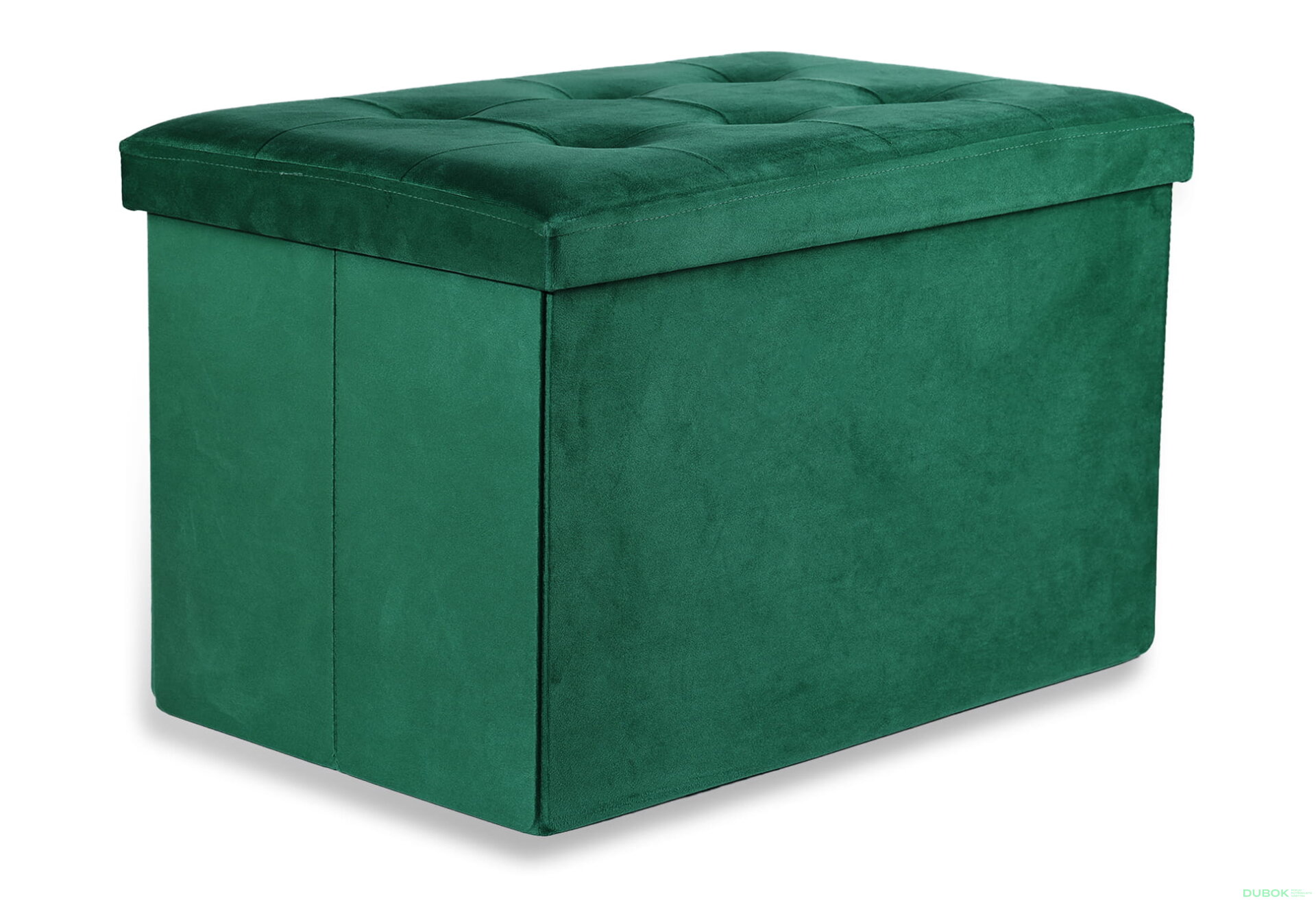 Obrázek 1 - Puf skládací XL s knoflíky - 60x38x38 cm sametová zelená