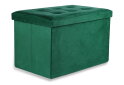 Obrázek 1 - Puf skládací XL s knoflíky - 60x38x38 cm sametová zelená