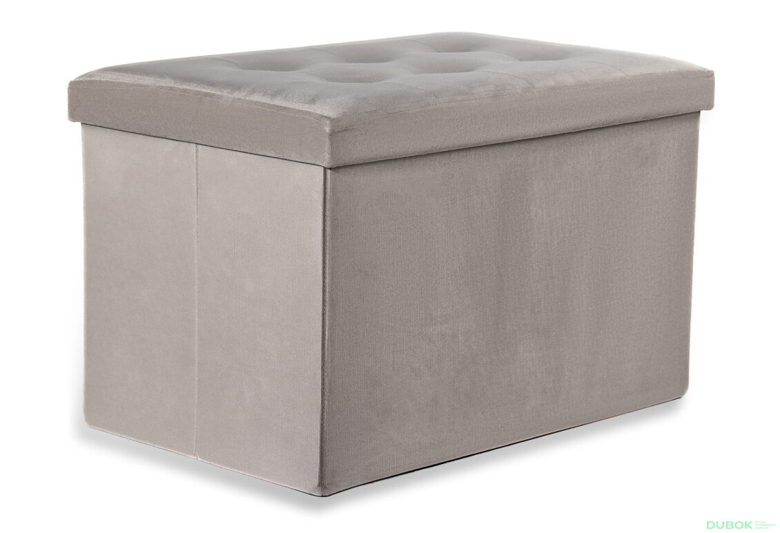 Puf skládací XL s knoflíky - 60x38x38 cm samet béžový