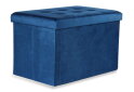 Obrázek 1 - Skládací puf XL s knoflíky - 60x38x38 cm samet modrý