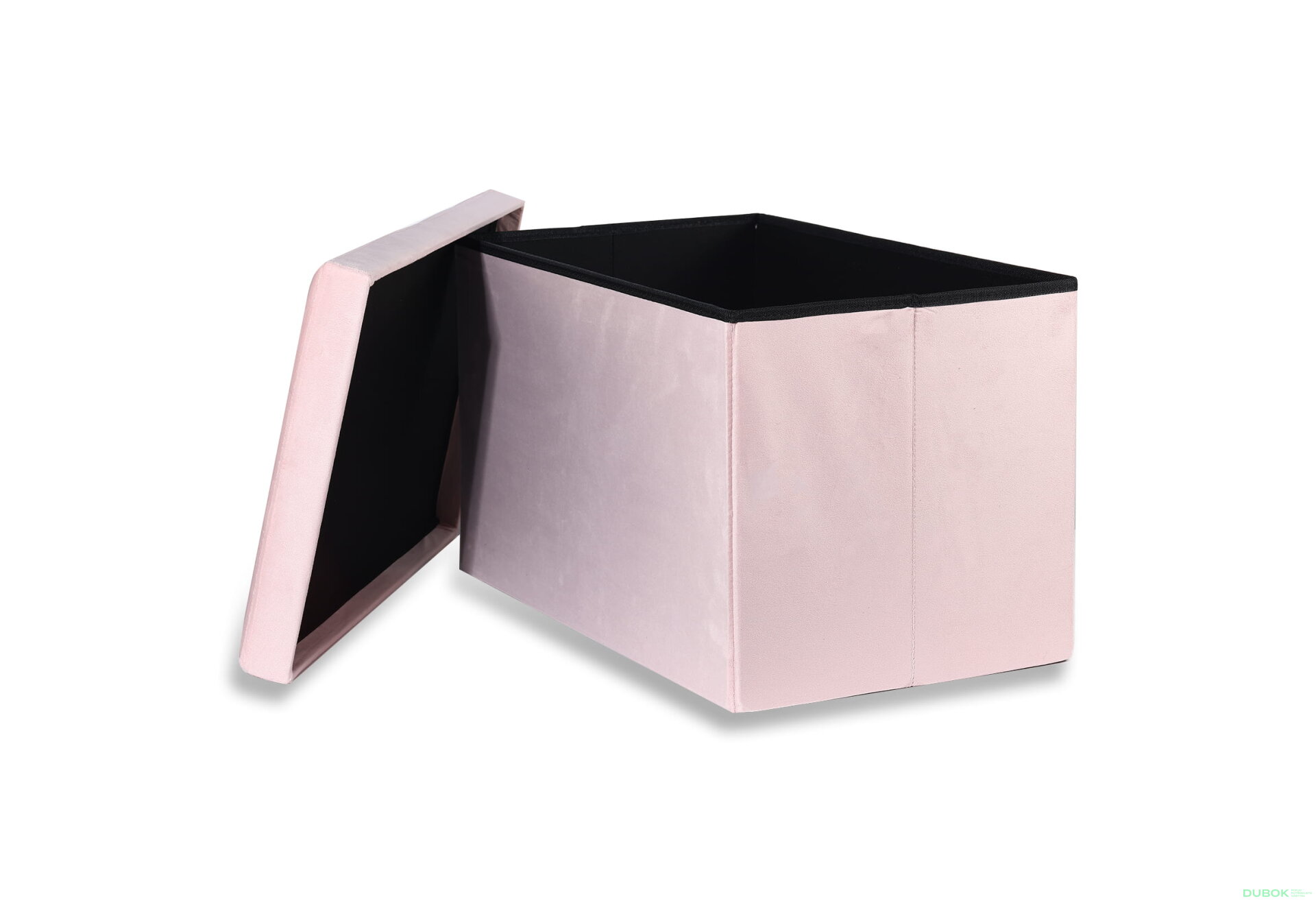 Obrázek 2 - Puf skládací XL s knoflíky - 60x38x38 cm samet růžový