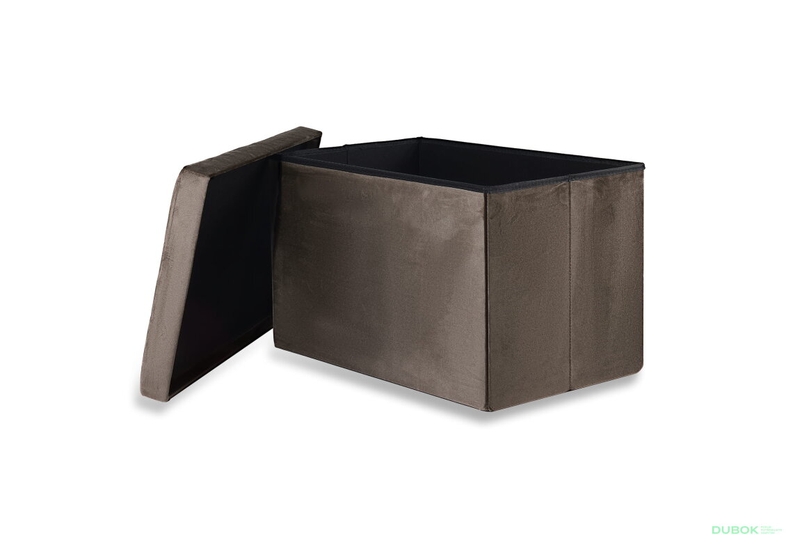 Obrázek 2 - Puf skládací XL s knoflíky - 60x38x38 cm samet hnědý