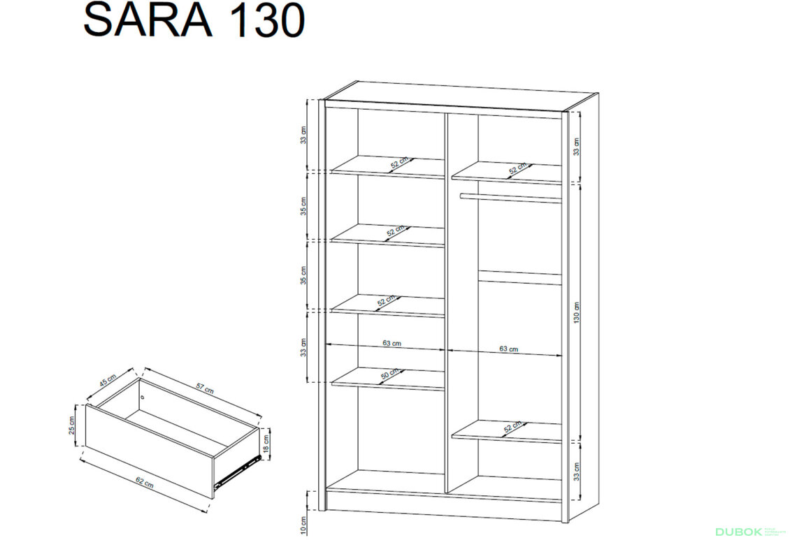 Obrázek 3 - Skříň 130 bílý / bílý Sara